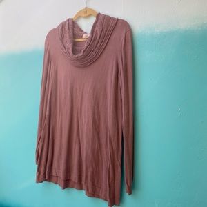 LOGO long sleeved purple top knitted cow neck